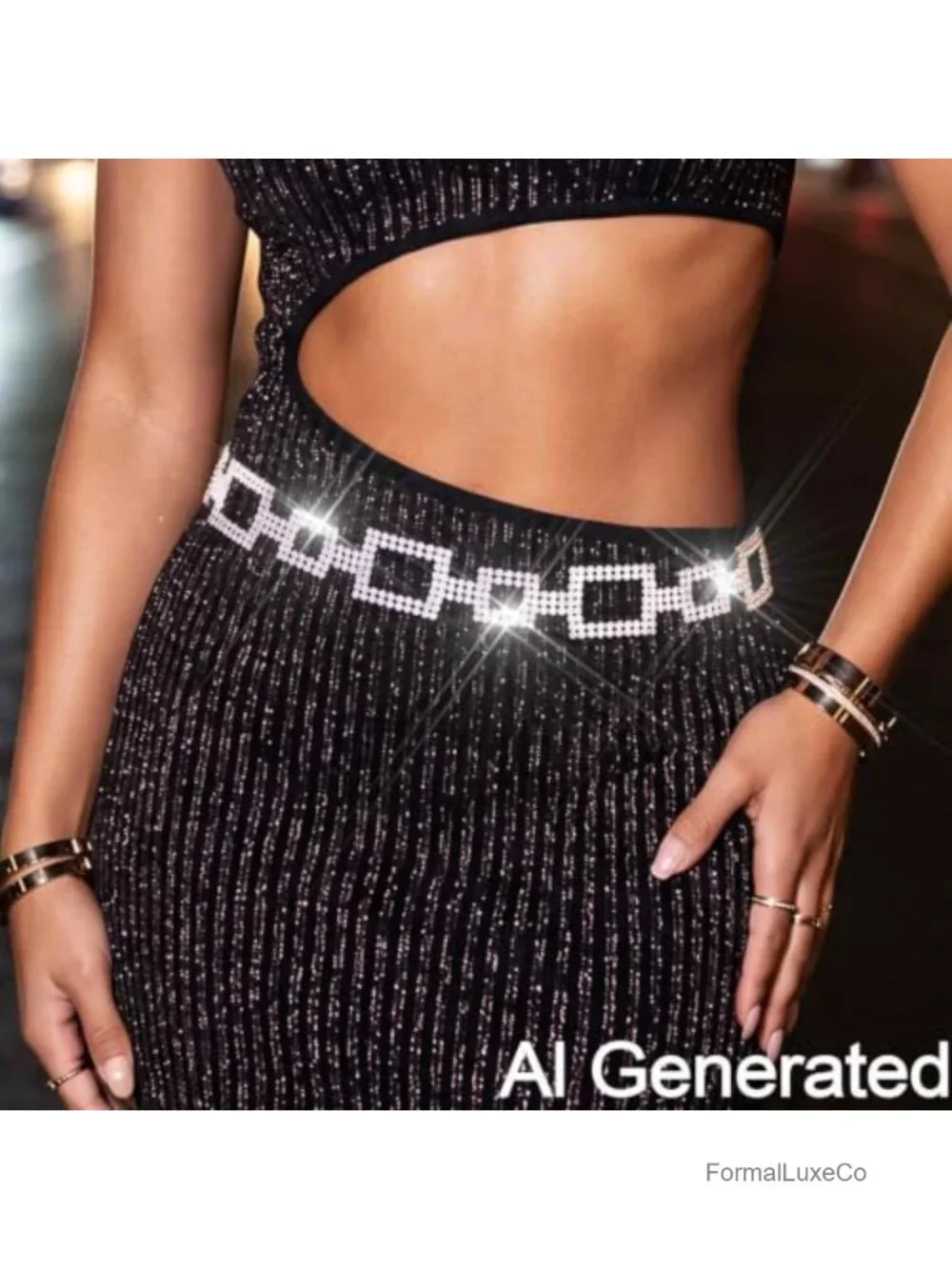 Rhinestone Chain Belt Crystal Waist Chain Sparkly Dress Belt for Women